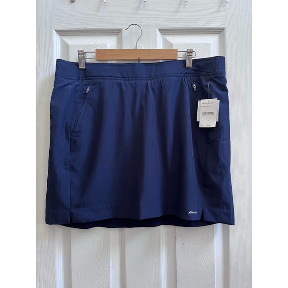 Eddie Bauer New Atlantic Blue Pocket Skort Size Large UPF 50+ Moisture Wicking - Picture 1 of 9
